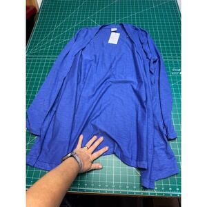 Cielo Womens Royal Blue Open Front Cardigan Cotton Modal Knit Sweater Size L NWT